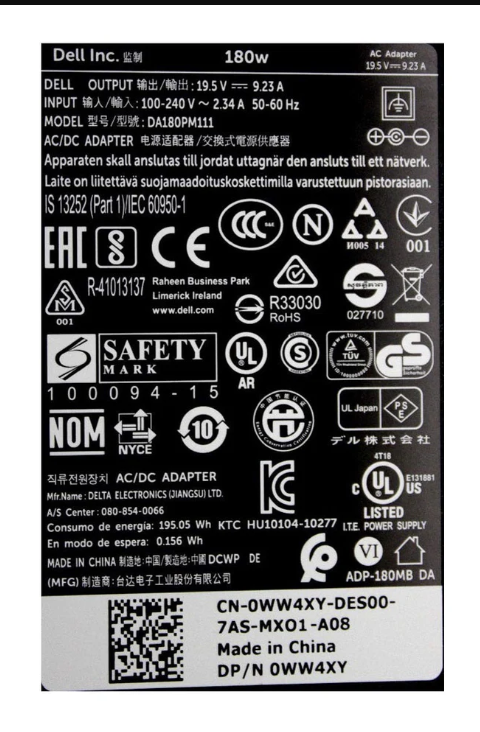 Dell New Genuine Adapter Model DA180PM111